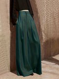 High Waist Wide Leg Pants, Elegant Solid Pants For Spring & Fall, Women's Clothing