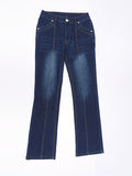 gbolsos  Mid Rise Flare Jeans, Slash Pockets Bell Bottom Wide Leg Slim Fit Denim Pants, Women's Denim Jeans & Clothing