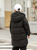 Kid's Hooded Cotton-padded Jacket, Medium Length Warm Zip Up Coat, Boy's Clothes For Winter Outdoor, As Gift