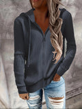 Zip Up Drawstring Hoodies, Casual Soldi Long Sleeve Sweatshirt, Women's Clothing