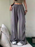 gbolsos  Solid Color Wide Leg Cargo Pants, Y2K Pants For Spring & Summer, Women's Clothing