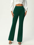 Solid Flare Leg Pants, Elegant Stretchy High Waist Pants For Work & Office, Women's Clothing