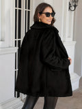 Single Breasted Fuzzy Coat, Casual Solid Long Sleeve Outerwear, Women's Clothing