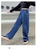 gbolsos  Girls Elastic Waist Baggy Denim Pants, Relaxed Fit Wide Leg Jeans Casual & Versatile For All Seasons