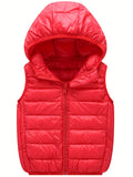 Boys Winter Hooded Coat, Cotton Padded Light Warm Sleeveless Vest Jacket Cute Hooded Outerwear