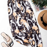 Floral Print Harem Pants, Casual Elastic Waist Summer Pants, Women's Clothing