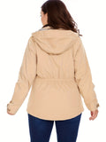 gbolsos  Solid Zip Up Hooded Jacket, Casual Long Sleeve Versatile Outerwear, Women's Clothing