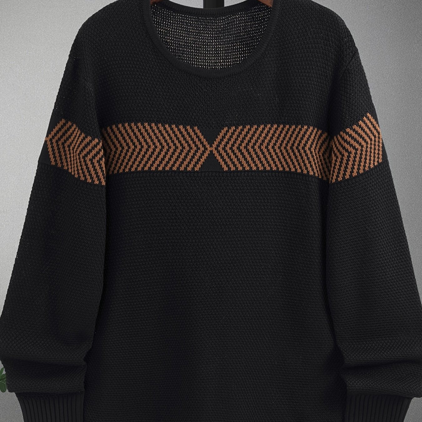 Autumn And Winter Men's Knit Sweater Casual Long Sleeve Black Sweater
