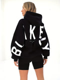 Letter Print Drop Shoulder Hoodie, Casual Long Sleeve Hoodie Sweatshirt, Women's Clothing