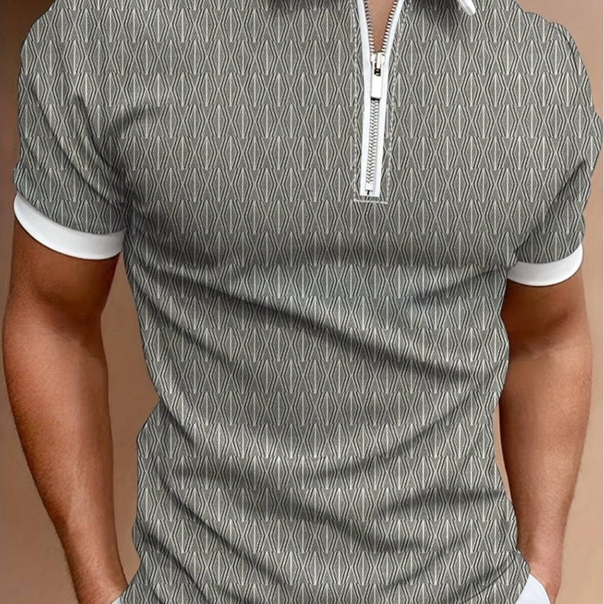 New Men's Lapel Polo Shirt Zip Print Polo Shirt Best Sellers