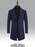 gbolsos  Classic Design Warm Coat, Men's Semi-formal Mid Length Button Up Lapel Coat For Fall Winter Business