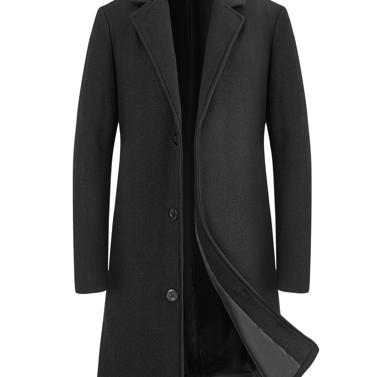 gbolsos  Classic Design Warm Coat, Men's Semi-formal Mid Length Button Up Lapel Coat For Fall Winter Business