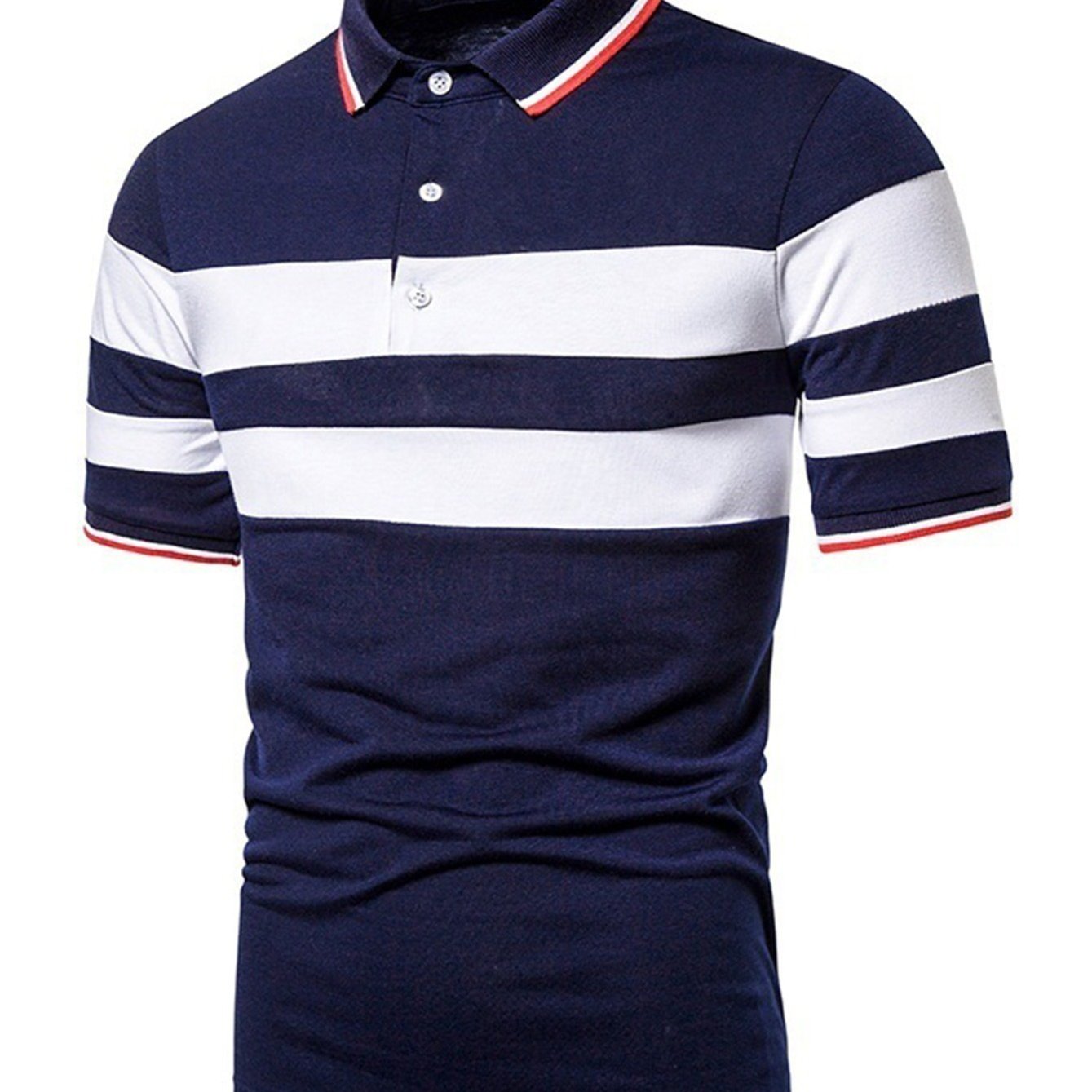 Men's Casual Striped Short Sleeve Polo Shirts