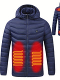 Lightweight Warm USB Heating Cotton Padded Coat, Casual Zip Up Lightweight Jacket Coat For Fall Winter