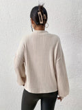 Ribbed Knit Mock Neck Sweater, Casual Long Sleeve Sweater For Fall & Winter, Women's Clothing