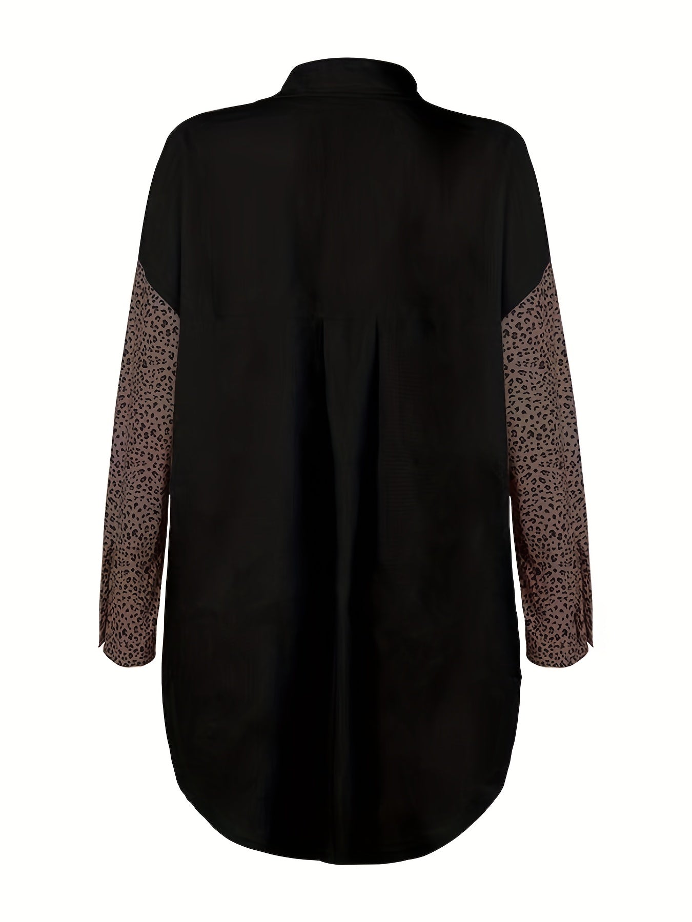 gbolsos  Leopard Print Drop Shoulder Jacket, Casual Long Sleeve Jacket For Fall & Winter, Women's Clothing