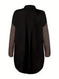 gbolsos  Leopard Print Drop Shoulder Jacket, Casual Long Sleeve Jacket For Fall & Winter, Women's Clothing