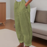 Minimalist Solid Versatile Pants, Casual Wide Leg Elastic Waist Summer Pants, Women's Clothing