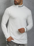 Men's Turtleneck Long Sleeve T-Shirt, Casual Stretch Sports Tops For Spring Fall