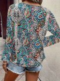 gbolsos  Paisley Print Blouse, Boho V Neck Long Sleeve Blouse, Women's Clothing