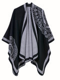 Plus Size Boho Winter Coat, Women's Plus Madala Print Batwing Sleeve Open Front Shawl Coat