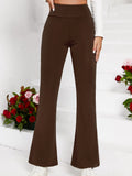 Women's Casual Pant High Waisted Flare Pant Workout Solid Pant