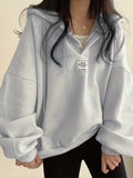 gbolsos  Solid Active Hooded  Sweatshirts, Drawstring Fleece Lined Loose Hoodie, Women's Clothing