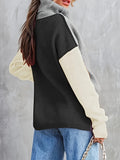 gbolsos  Color Block Turtle Neck Pullover Sweater, Casual Long Sleeve Split Side Sweater For Fall & Winter, Women's Clothing