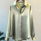 gbolsos  Solid Button Front Simple Shirt, Versatile Long Sleeve Shirt For Spring & Fall, Women's Clothing