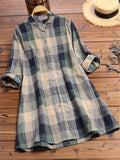 gbolsos  Plaid Print Button Front Shirt, Casual Long Sleeve Shirt, Women's Clothing