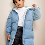 Kid's Hooded Cotton-padded Jacket, Medium Length Warm Zip Up Coat, Boy's Clothes For Winter Outdoor, As Gift