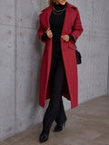 gbolsos  Long Length Waterfall Collar Coat, Elegant Open Front Long Sleeve Outerwear, Women's Clothing