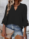 Solid Long Sleeve Blouse, V Neck Casual Every Day Top For Summer & Spring, Women's Clothing