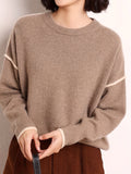 Slouchy Crew Neck Pullover Sweater, Elegant Long Sleeve Loose Cozy Sweater, Women's Clothing