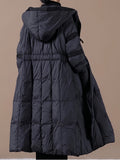 Knee-Length Slim Fit Versatile Down Jacket, Winter Hooded Puffer Coat, Women's Clothing