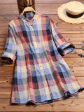 gbolsos  Plaid Print Button Front Shirt, Casual Long Sleeve Shirt, Women's Clothing