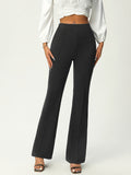 Solid Flare Leg Pants, Elegant Stretchy High Waist Pants For Work & Office, Women's Clothing