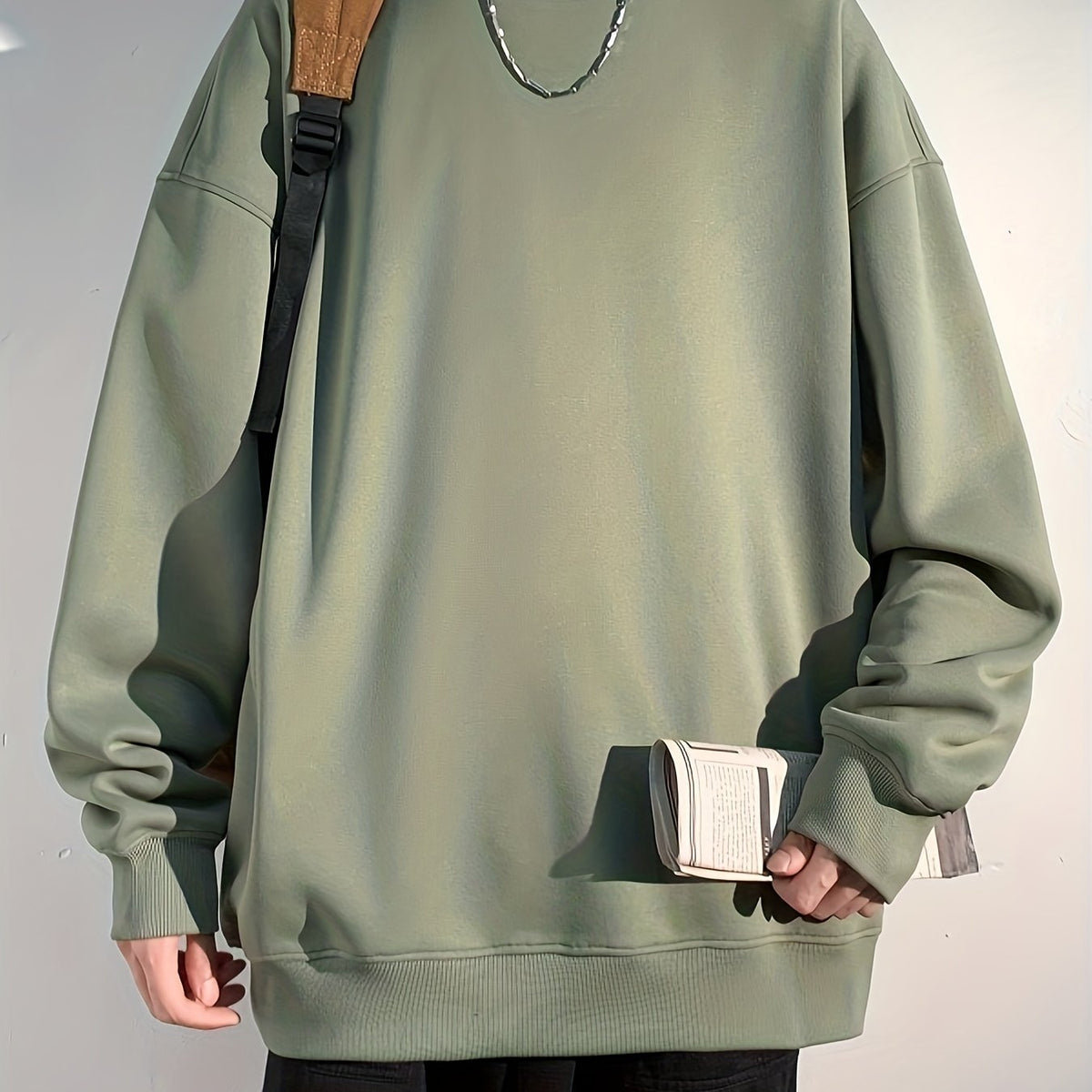 gbolsos Men's Crew Neck Sweatshirt Pullover For Men Solid Sweatshirts For Spring Fall Long Sleeve Tops