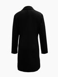 Solid Double Breasted Lapel Overcoat, Versatile Long Sleeve Midi Length Fall & Winter Outwear, Women's Clothing