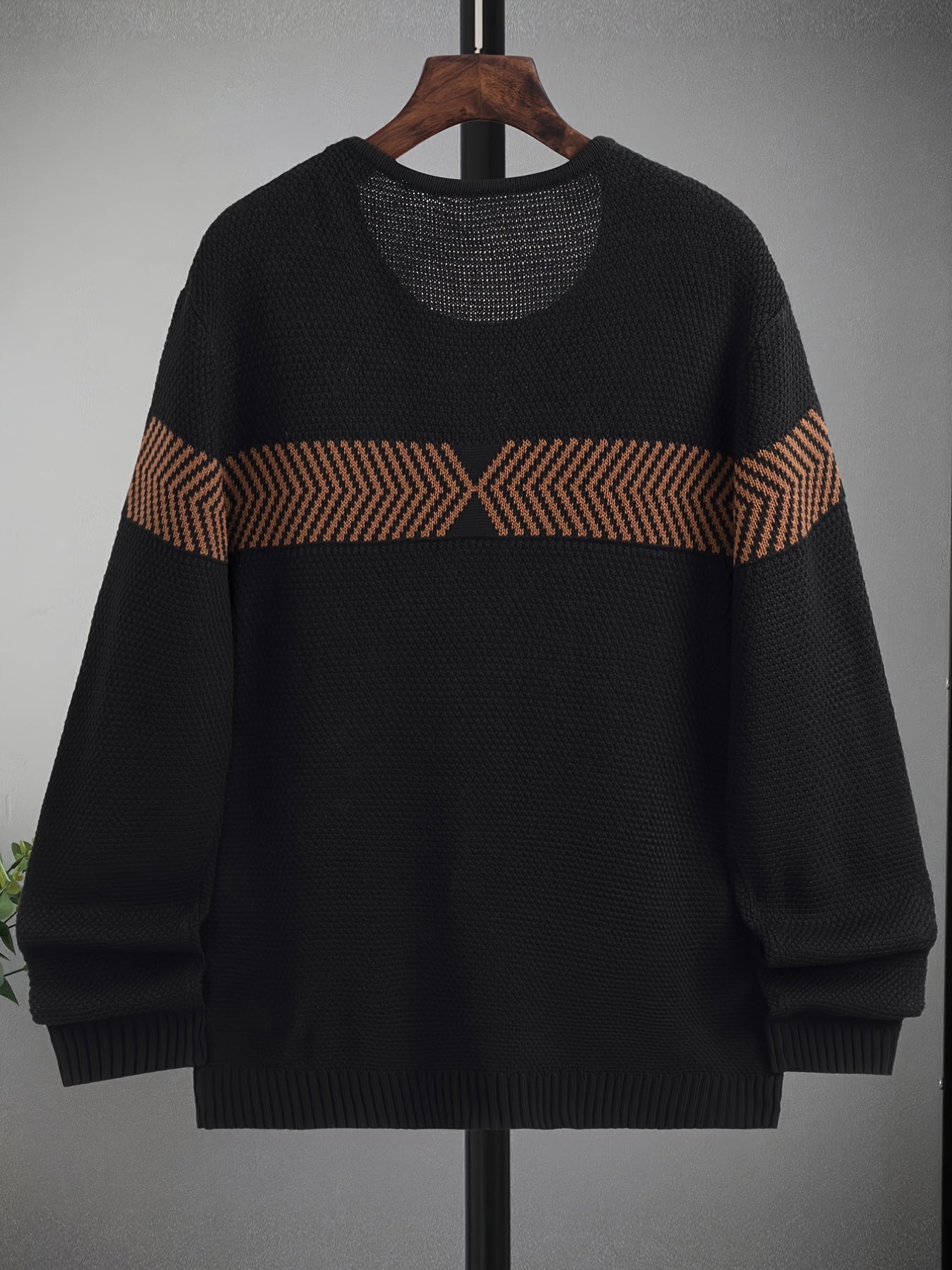 Autumn And Winter Men's Knit Sweater Casual Long Sleeve Black Sweater