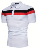 In 2023, The New Men's Short-sleeved Polo Shirt Color Matching Fashion Trend Is Matched With Men's Lapel Short-sleeved Polo Shirt.