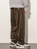 Loose Fit Corduroy Pants, Men's Casual Stretch Sweatpants For Spring Summer