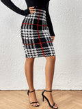 Plaid Print High Waist Skirts, Casual Slim Bag Hip Skirts For Spring & Summer, Women's Clothing