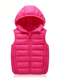 Boys Winter Hooded Coat, Cotton Padded Light Warm Sleeveless Vest Jacket Cute Hooded Outerwear