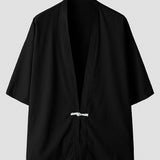 gbolsos  Casual Men's Kimono Jacket With Embroidery - Short Sleeve Open Front Coat