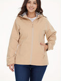 gbolsos  Solid Zip Up Hooded Jacket, Casual Long Sleeve Versatile Outerwear, Women's Clothing