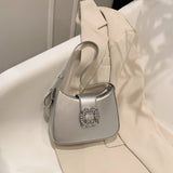 Luxury Shoulder Bag For Women, Rhinestone Decor Underarm Bag, Fashion Buckle Decor Handbag & Purse