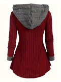 Color Block Zipper  Hoodie, Casual Long Sleeve Drawstring Hoodies Sweatshirt, Women's Clothing
