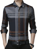 gbolsos  One Size Smaller,  Men's Plaid Print Long Sleeve Shirt