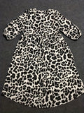 Leopard Print Puff Sleeve Dress, Casual Crew Neck Empire Waist Dress, Women's Clothing